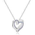 Blue Sapphire Open Heart Necklace by Fine Color Jewels
