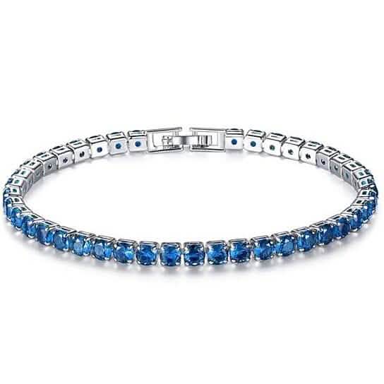 Blue Sapphire Round Cut Tennis Bracelet in White Gold by DailySale