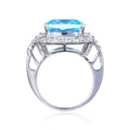 Blue Topaz Cushion Statement Ring by Fine Color Jewels