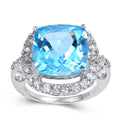 Blue Topaz Cushion Statement Ring by Fine Color Jewels