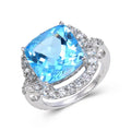 Blue Topaz Cushion Statement Ring by Fine Color Jewels