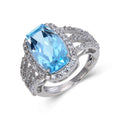 Blue Topaz Cushion Statement Ring by Fine Color Jewels