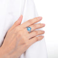 Blue Topaz Cushion Statement Ring by Fine Color Jewels