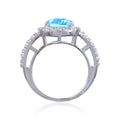 Blue Topaz Cushion Statement Ring by Fine Color Jewels