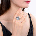 Blue Topaz Cushion Statement Ring by Fine Color Jewels