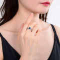 Blue Topaz Dual Band Fashion Ring by Fine Color Jewels