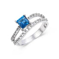 Blue Topaz Dual Band Fashion Ring by Fine Color Jewels