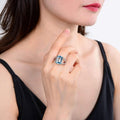 Blue Topaz Emerald Cut Statement Ring by Fine Color Jewels