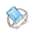Blue Topaz Emerald Cut Statement Ring by Fine Color Jewels