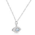 Blue Topaz Evil Eye Necklace by Fine Color Jewels