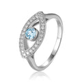 Blue Topaz Evil Eye Ring by Fine Color Jewels
