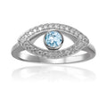 Blue Topaz Evil Eye Ring by Fine Color Jewels