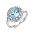Blue Topaz Halo Fashion Ring by Fine Color Jewels