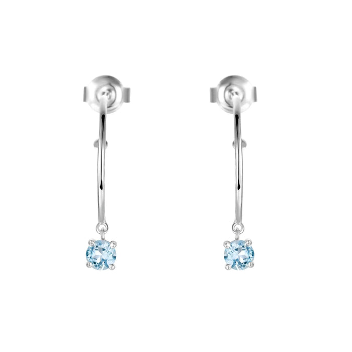 Blue Topaz Open Hoop Earrings by Fine Color Jewels
