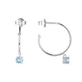 Blue Topaz Open Hoop Earrings by Fine Color Jewels