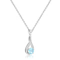 Blue Topaz Round Pendant Necklace by Fine Color Jewels