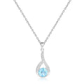Blue Topaz Round Pendant Necklace by Fine Color Jewels