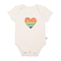 graphic bodysuit | loved rainbow heart by Finn + Emma
