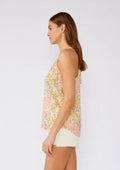 Bohemian Floral V Neck Racerback Tank Top: Dusty Peach/Rust by Boutique 23