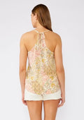Bohemian Floral V Neck Racerback Tank Top: Dusty Peach/Rust by Boutique 23