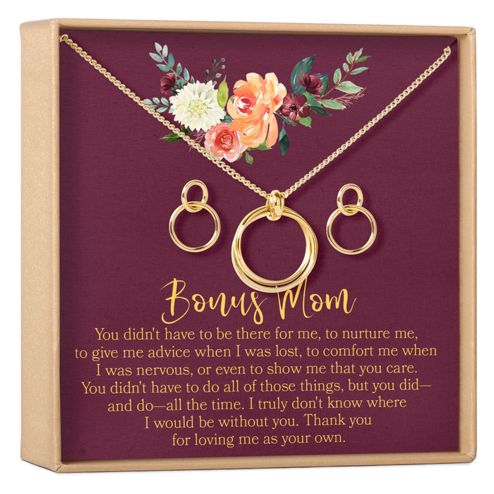 Bonus Mom Linked Circles Earring and Necklace Jewelry Set by Dear Ava