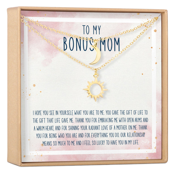 Bonus Mom Sun and Moon Pendants Necklace Set by Dear Ava