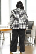 Boss Babe Diamond Shape Print Double Breated Plus Size Pant Suit - Black by Fasheabe