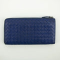 Bottega Veneta Blue Intrecciato Leather L-shaped Zipper Long Wallet #2397 by Bolt Boutique