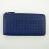Bottega Veneta Blue Intrecciato Leather L-shaped Zipper Long Wallet #2397