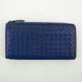 Bottega Veneta Blue Intrecciato Leather L-shaped Zipper Long Wallet #2397 by Bolt Boutique