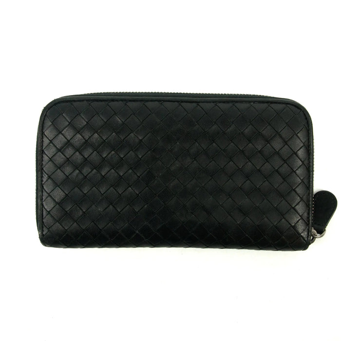 Bottega Veneta Intrecciato Black Zip Around Wallet -SKU #3086 by Bolt Boutique