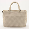 Bottega Veneta Intrecciato Leather 2 Way Handbag White #1816 by Bolt Boutique