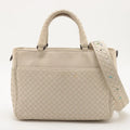 Bottega Veneta Intrecciato Leather 2 Way Handbag White #1816 by Bolt Boutique