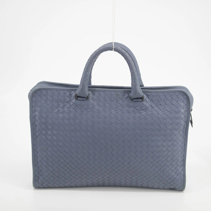 Bottega Veneta Leather Intrecciato Briefcase Business Bag Blue #2081 by Bolt Boutique