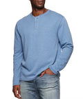 Bridgeport Double Knit Slub Henley - Med. Blue by Boutique 23