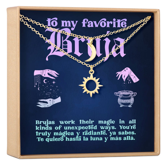 Bruja Sun and Moon Pendants Necklace Set by Dear Ava