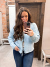 Brushed Front Tie Sweater: Sky