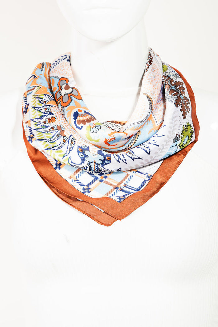 Multi Patch Paisley Pattern Square Scarf by Boutique 23