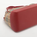 Burberry Nova Check Canvas & Leather 2 Way Handbag Beige x red #2493 by Bolt Boutique