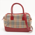 Burberry Nova Check Canvas & Leather 2 Way Handbag Beige x red #2493 by Bolt Boutique