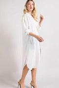Button Down Long Jacket - White by Boutique 23