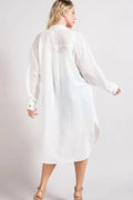 Button Down Long Jacket - White by Boutique 23