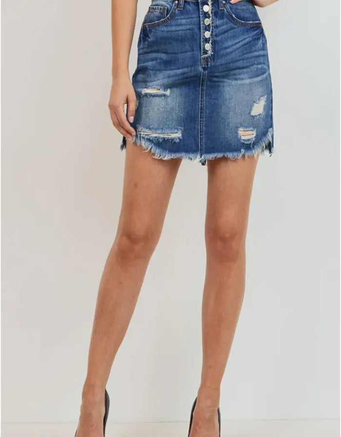 Button Down Midi Skirt by Boutique 23