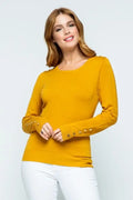 Button Shoulder & Sleeve Sweater - Mustard by Boutique 23
