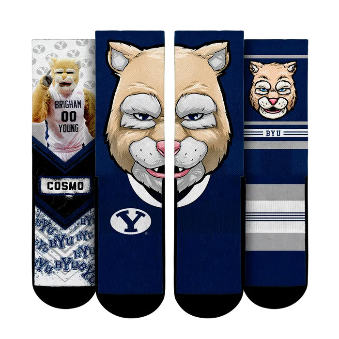 BYU Cougars - Mascot 3-Pack by Rock 'Em Socks