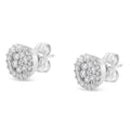 14K White Gold 1/2 Cttw Brilliant-Cut Diamond Halo-Style Cluster Round Button Stud Earrings (H-I Color, I1-I2 Clarity) by Bids.com