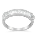 .925 Sterling Silver 1/2 Cttw Baguette Cut Diamond Channel Set X-Station Wedding Ring (H-I Color, I1-I2 Clarity) - Size 6-1/2 by Bids.com