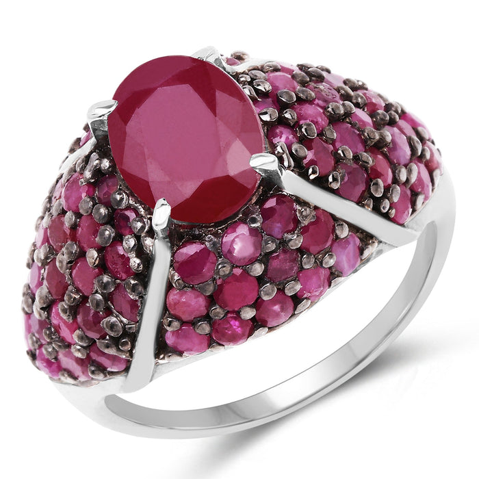 5.15 Carat Genuine Glass Filled Ruby & Ruby .925 Sterling Silver Ring by Bids.com