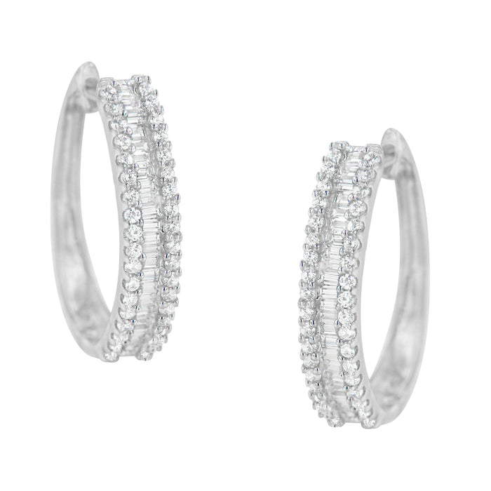 10K White Gold Diamond Hoop Earrings (3/4 cttw, I-J Color, I2-I3 Clarity) by Bids.com