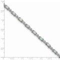Oval White Created Opal & Diamond Prong Sterling Silver Infinity Link Bracelet by Fine Color Jewels